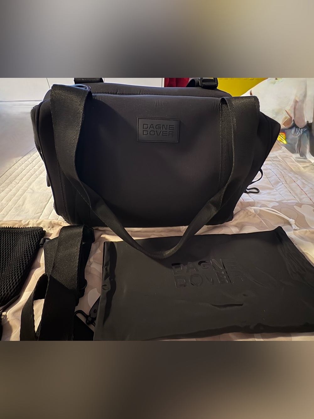 Medium Dagne Dover Black Duffel Tote with Wide Straps - Picture 9 of 15